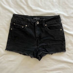 Black cut off denim shorts